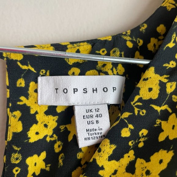 Topshop / Black and Yellow Long Sleeve Midi Dress - Picture 6 of 11